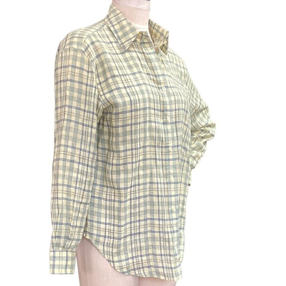 Jones New York Sport Plaid Linen Button Front Shirt Sz S #178D - Picture 2 of 7